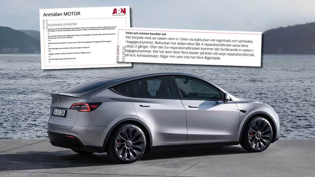 Trots 5 reparationer – ny Tesla tar in vatten