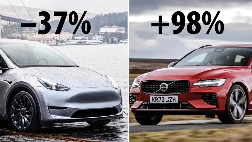 Stort tapp för Tesla i mars – Volvos bensinbilar ökar