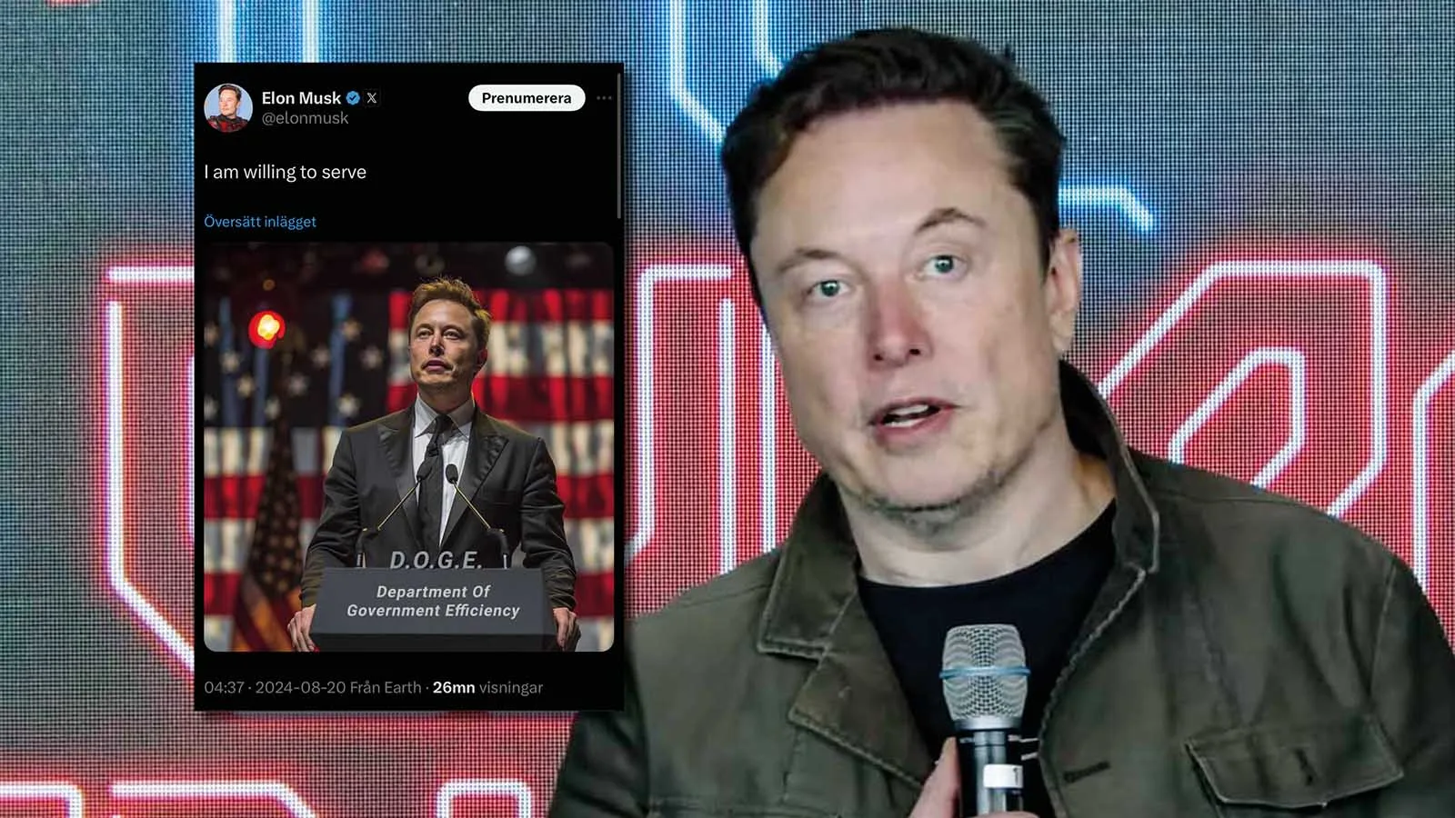 Elon Musk kan bli minister: ”Jag är villig att tjäna” | Carup.se