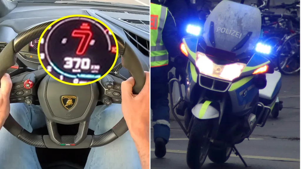 Polis rasar mot biltestare som kör 370 km/h