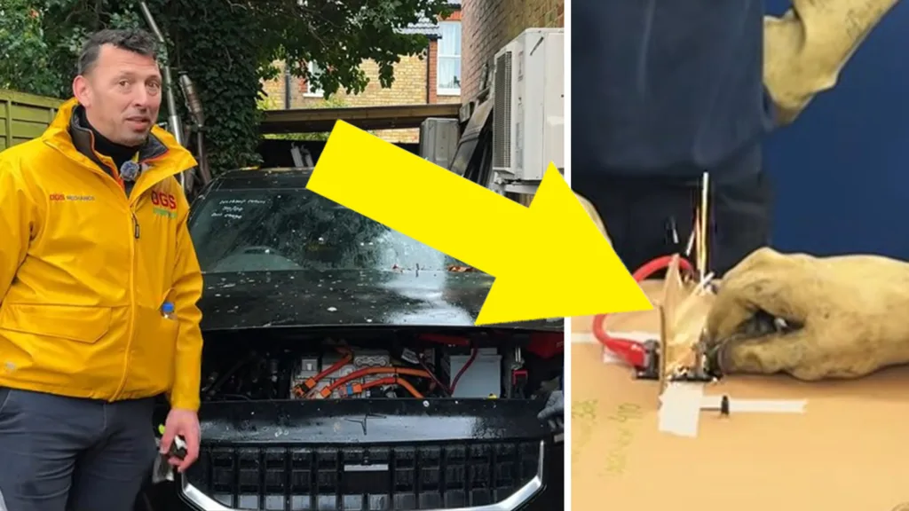 Elchocken: Ljusbåge på 400 volt från elbilen