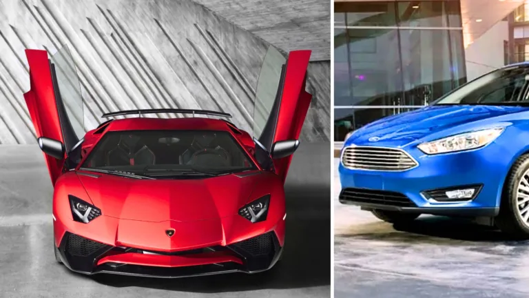 Lamborghini Aventador och Ford Focus