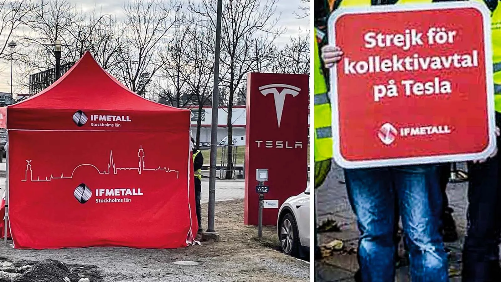Tesla-anställda tvingas nu jobba som strejkvakter