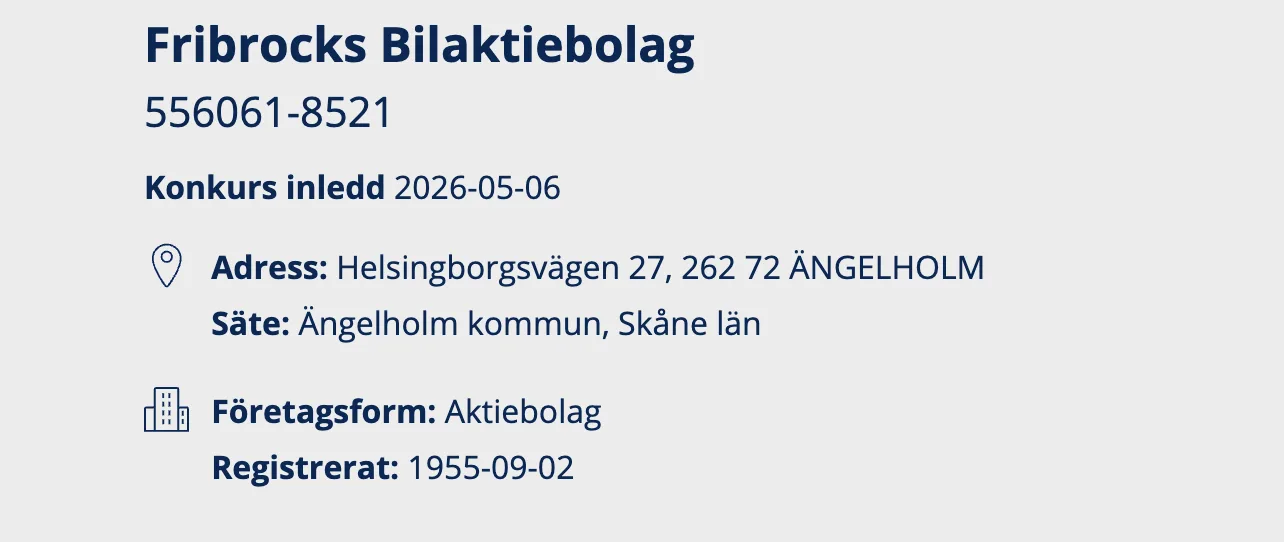 Fribrocks Bil AB försatt i konkurs — image 3